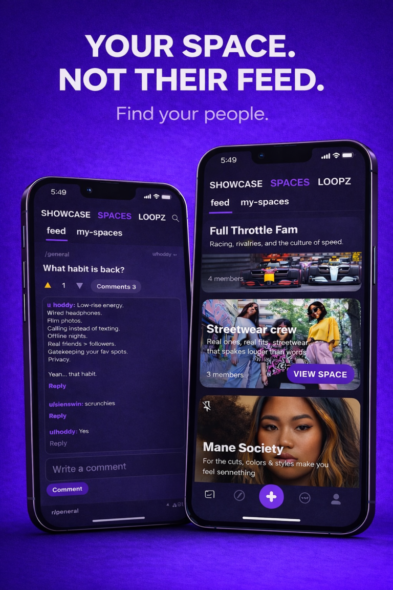 swiz social spaces. your space. not their feed.